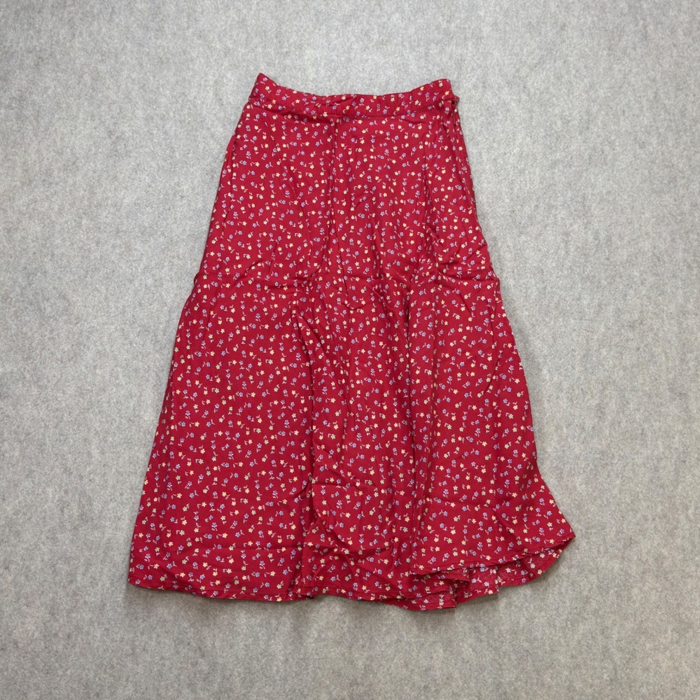 Vintage American Girl Matching Girls S Red Floral Cottagecore Midi Skirt Zipper